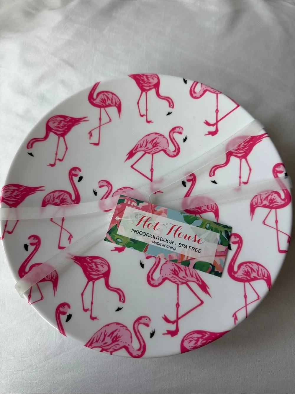 Flamingo Melamine Salad Plates - Vibrant Pink Set of 4